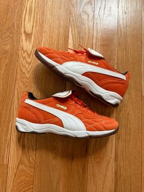 PUMA King Indoor Royalty Lace Up Orange Sneakers Casual Shoes 40168403 Men’s 9.5